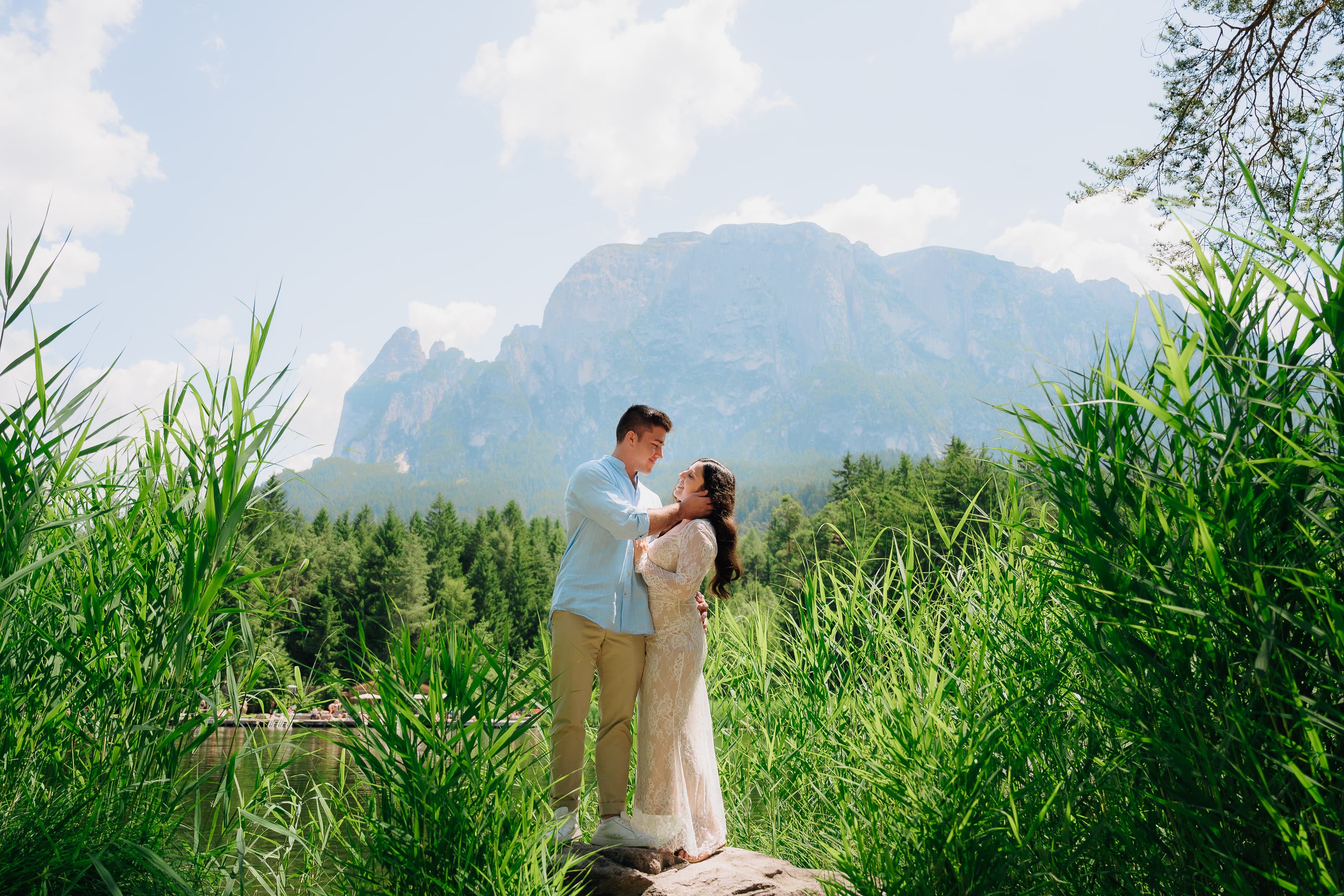 JT and Nicole together in a mountain landscape.