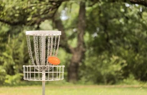 Disc golf basket at Mountain Top Resort