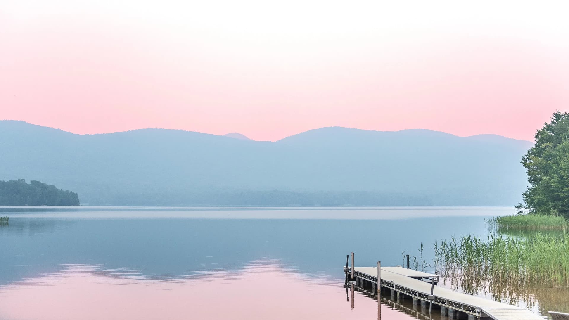Dock and mountain view across Chittenden Reservoir